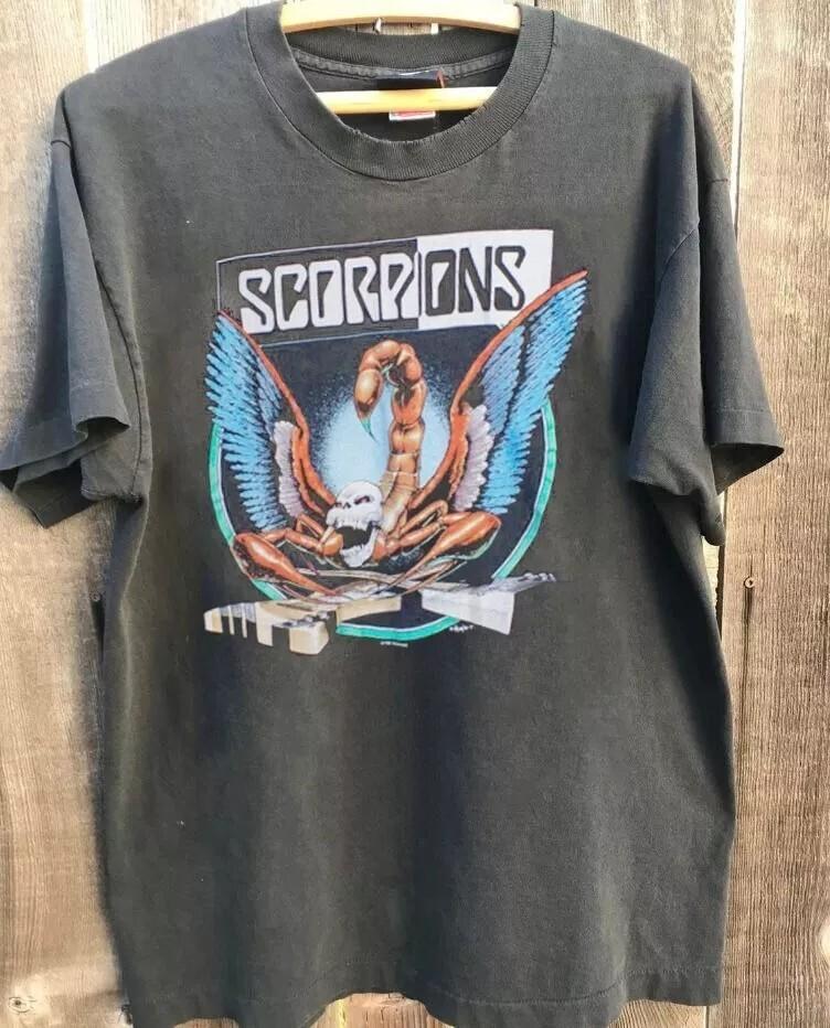 Футболка группы Scorpions, Футболка Scorpions в ретро-стиле, Угольно-серая футболка, Унисекс S-5XL, Унисекс футболка
