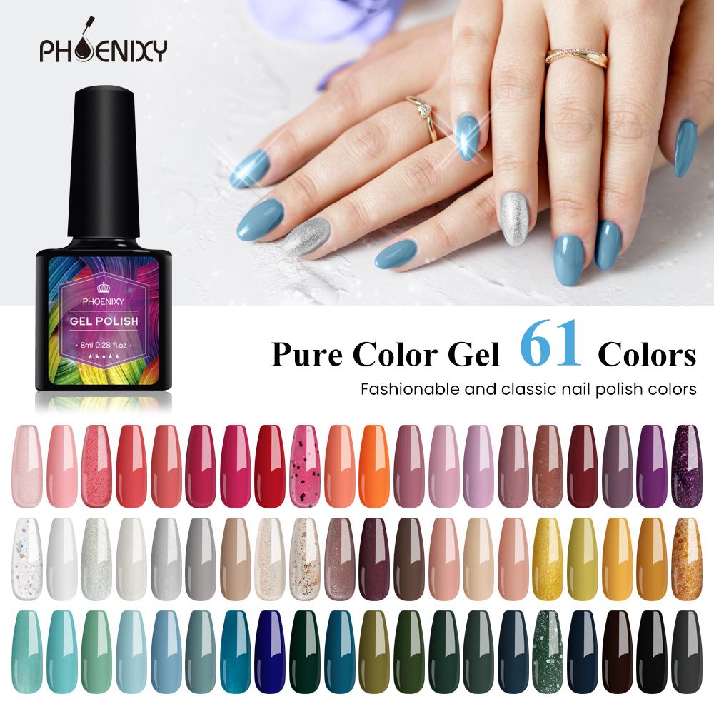 PHOENIXY, 4/12/18 цветов, набор гель-лаков для ногтей, набор гель-лаков для замачивания, маникюр, полупостоянные гибридные лаки, основа и верхний дизайн ногтей