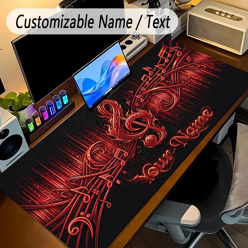 Music Theme Personalized Mouse Pad Custom Name Text Non Slip Desk Pad For Laptop Office Desktop