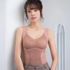 Sleeveless Thermal Tank Top for Women Fleece Lined Lace V Neck Base Layer with Built In Bra Warm Camisole Undershirts for Cold Weather