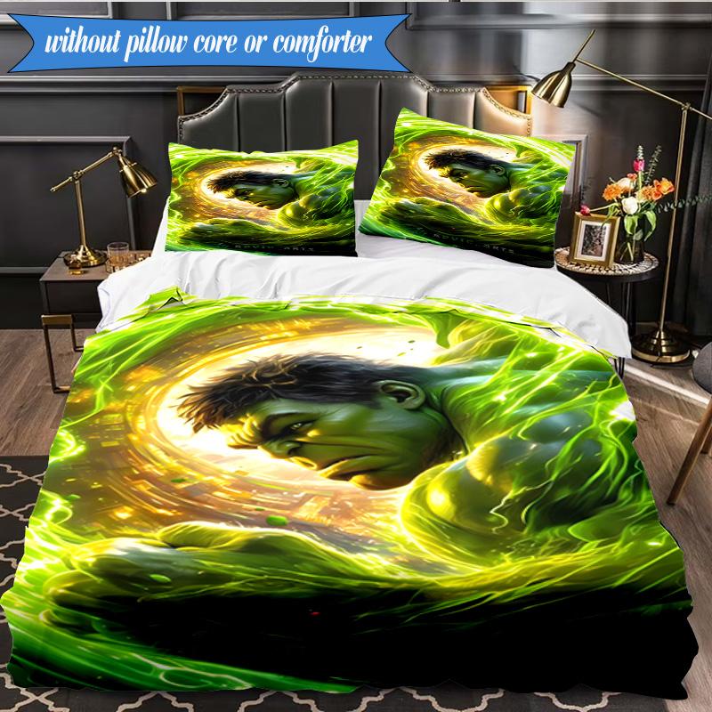 3PCS Green Hero Printed Bedding Set For Bedroom dormitory, Includes 1 Duvet Cover & 2 Pillowcases for All Seasons Home Decor Fan gifts
