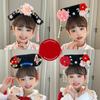 Velvet Bow Ancient Style Gege Headband Flower Hanfu Headwear Chinese Style Headwear  Children