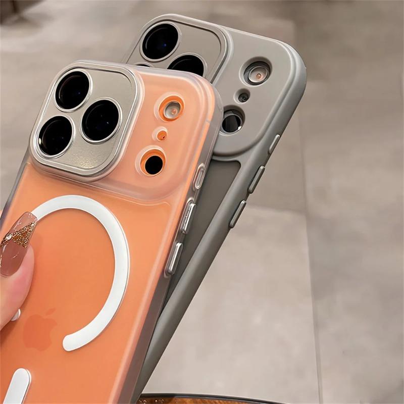Роскошный матовый прозрачный чехол для Magsafe для iPhone 17/16/15/14/13/12 Pro Max Защита объектива Air Беспроводная зарядка Чехол