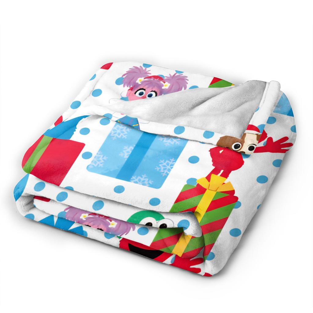 Christmas Present Pattern Blanket S-Sesames Streets Warm Soft Plush Throw Blanket For Couch Sofa Bed Flannel Bedspread Bed Cover
