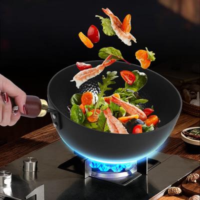 Мини-вок с кованой текстурой, сковорода для жарки без покрытия, антипригарная сковорода с плоским дном