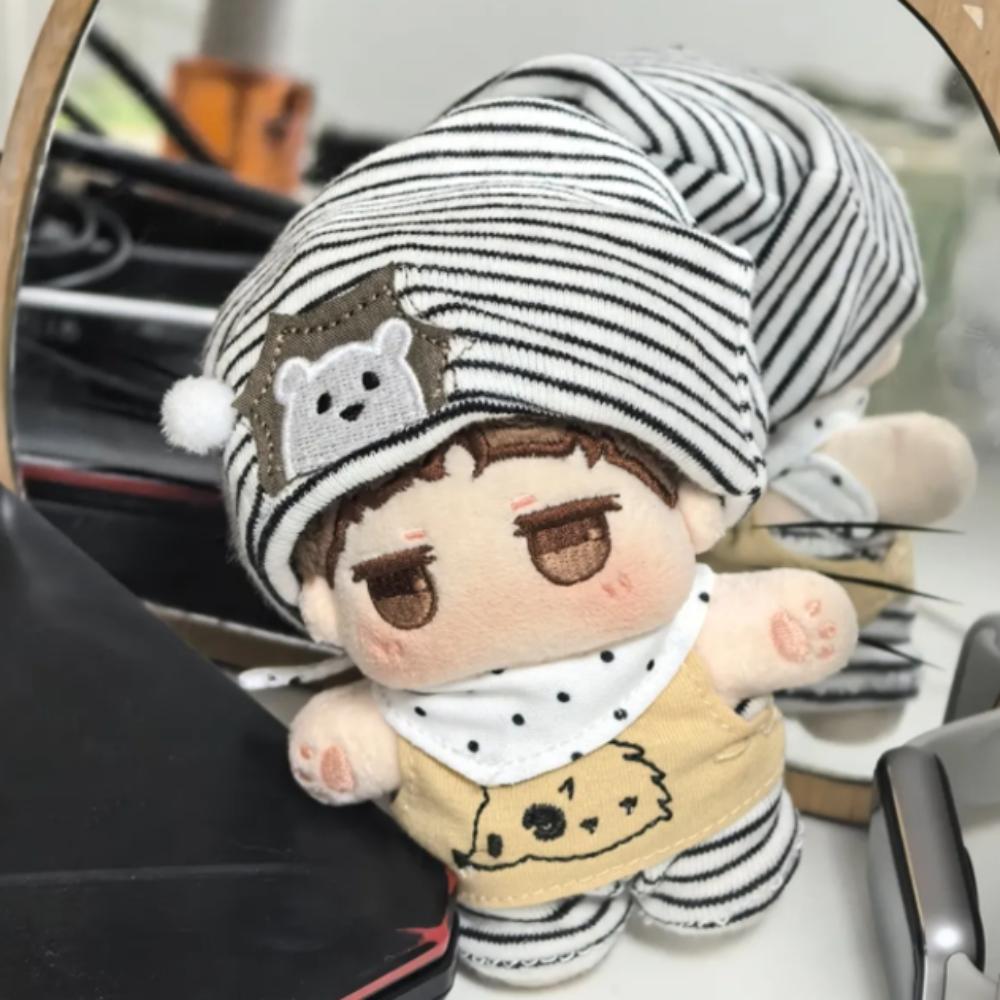 Hedgehog T-shirt 10cm Cotton Doll Clothes Striped Hat Suit Doll Clothes Outfit Funny Lovely Doll Dress Up Set 10cm Cotton Doll