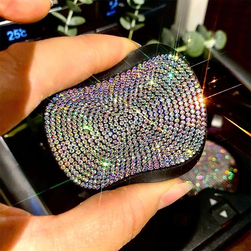 Diamond Car Coaster Water Cup Slot Non-Slip Mat Silica Gel Pad Cup Holder Mat Gadget Bling Waterproof Car Interior Accessories