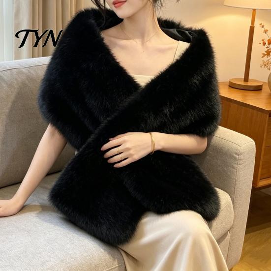 Multi-functional Winter Scarf Women's Faux Fur Shawl, Plush Collar Wrap, Soft Solid Color Breathable Casual Daily Accessory Colder Warm Wrap