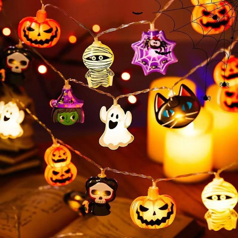 New Halloween LED Lights Outdoor Decoration Atmosphere Colorful Lamp Halloween Festival  Pumpkins Ghosts Bats, Light Strings