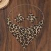 Fashion Leopard Print Jewelry Set, 3pcs, Sexy Bib Necklace & Dangle Earrings, Vintage Elegant Design, Versatile Stylish Accessor