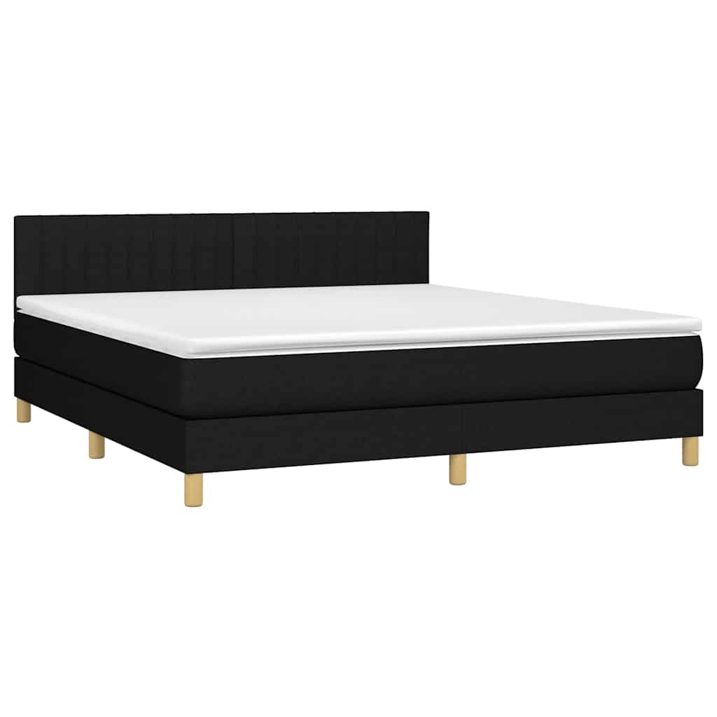 Vidaxl Континентальная кровать с матрасом, черная, ткань 180x200 см