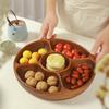 HeMu-Acacia Wood Solid Wood Dried Fruit Snack Plate, Salad Bowl, Multi-cell Snack Plate, Chinese Style