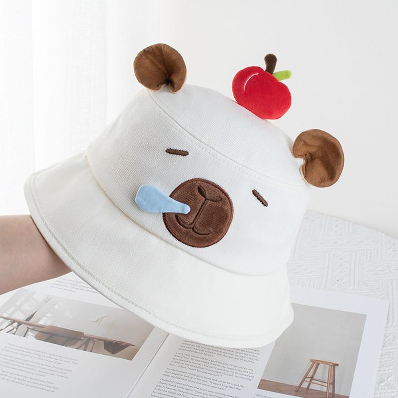 Capybara Apple Cartoon Sun Hat With Adjustable Brim For Summer Beach Leisure Girls