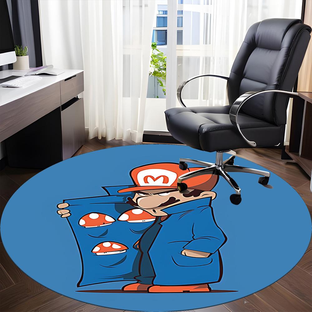 1pc Mario Mushroom Cap Office Round Area Rug, Under Office Chairs Bedroom Living Room Home Decor a1022334