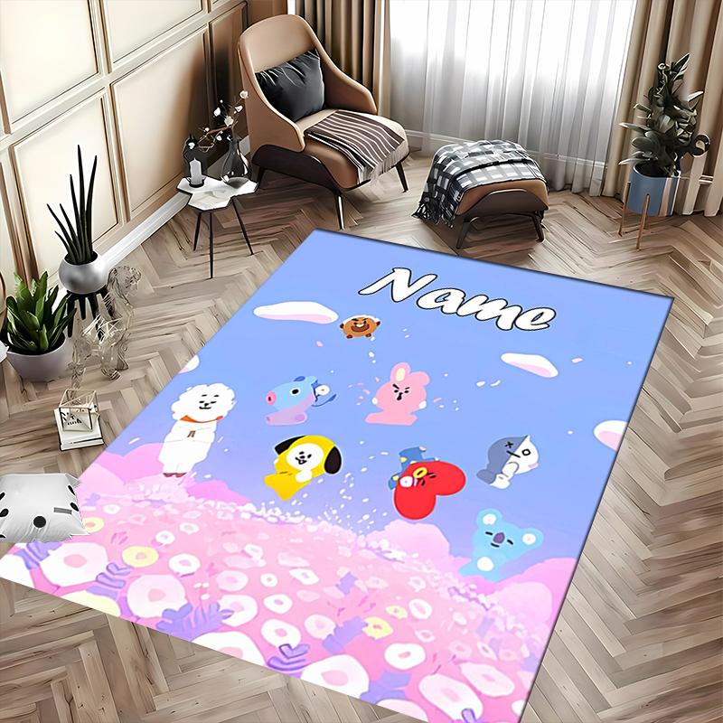 Custom personalization BT21 logo Area Rug - Perfect For Kitchen, Bathroom,Laundry Room Decor Large Size Available,Gift All Seasons