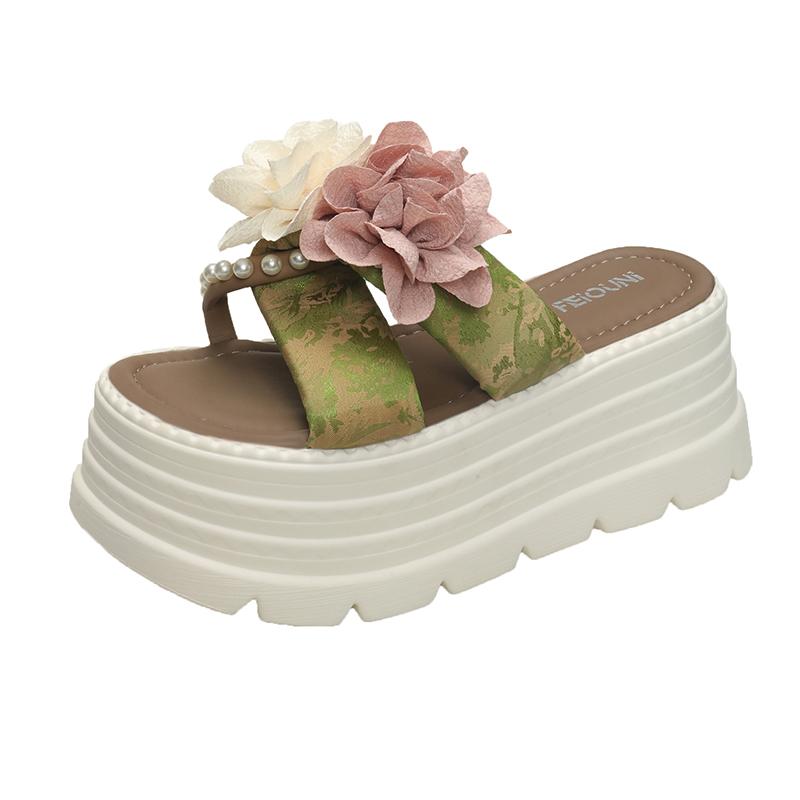 Fashion 7.5CM Heels Wedge Slides Sandals Women Casual Outdoor Slippers Female Summer Non Slip Beach Slipper Walking Chunky Shoes Woman