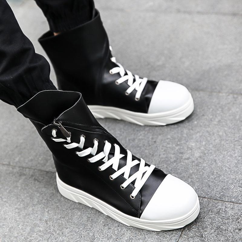 Luxury Shoes High Quality White Shoes for Men Comfortable Flat High-top Shoes Men Lace-up Casual Shoes Men Boots Zapatos Hombre