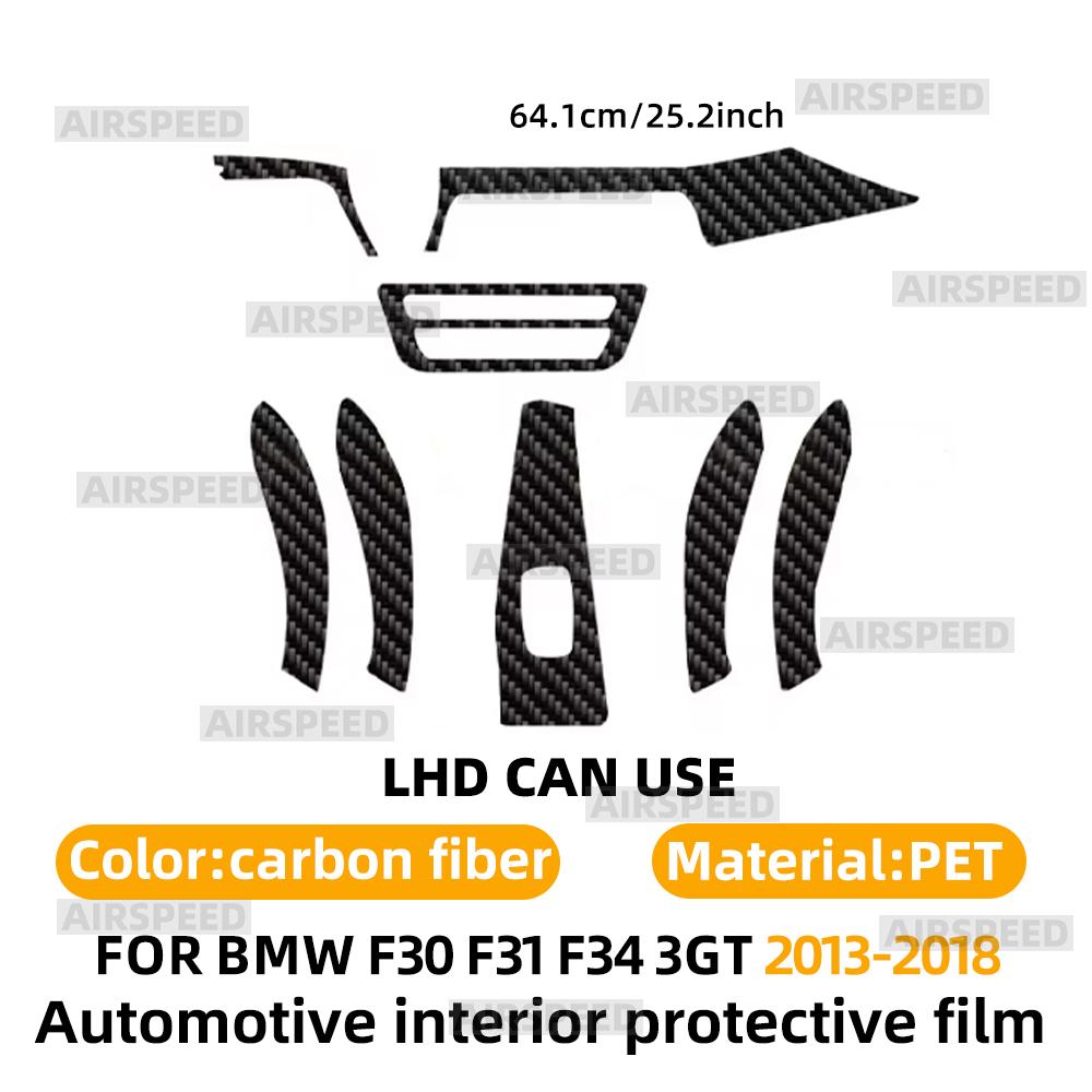 Carbon Fiber Style Interior Sticker for F30 F31 F34 F3GT 2013-2018 Center Console Multimedia PET Interior Panel