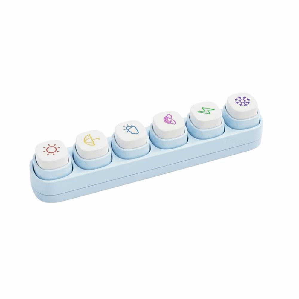 6-in-1 Set Cartoon Stamp Stickers Kit Blue / White Stamp Set DIY Crafts Students School