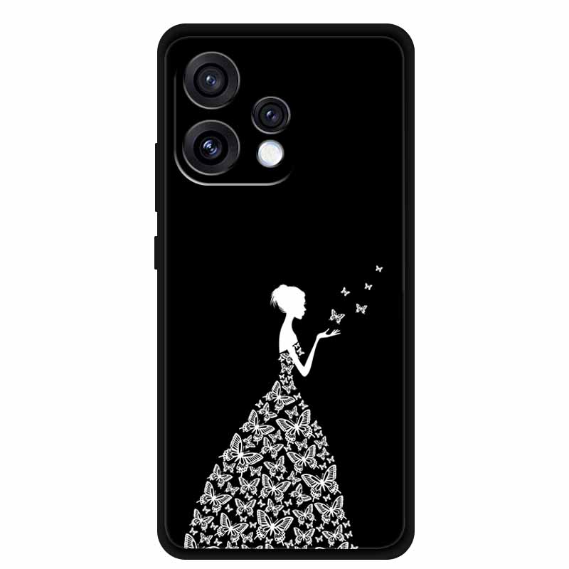 Чехол для Oppo Reno15 5G 6.59" Милый Кот Черный Край Мягкий Силикон Волк Задняя Крышка Телефона Для Oppo Reno 15c 5G Защитный Лев Funda