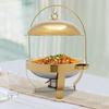 8L Gold Chafing Dish with Round Lid, Buffet Server and Food Warmer, Large Capacity Stainless Steel Chafer for Catering, Party