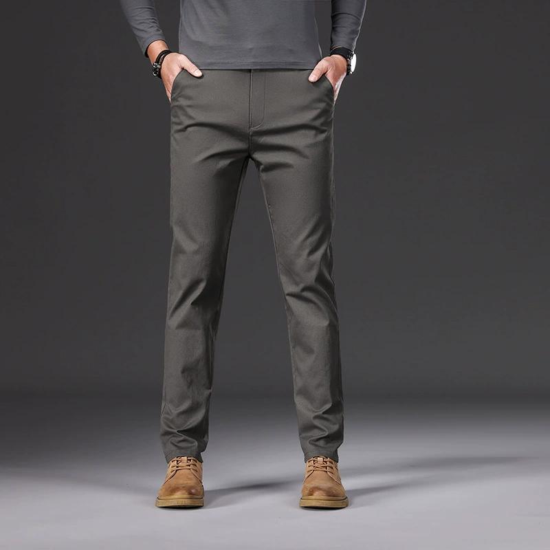 Хлопковые мужские повседневные брюки осенняя мода удобные эластичные узкие прямые деловые брюки черного цвета Army Green цвета хаки