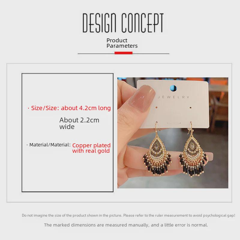 Серьги ручной работы с кристаллами в стиле ретро-богем 2023 г.: Модные серьги-крючки в этническом стиле для женщин