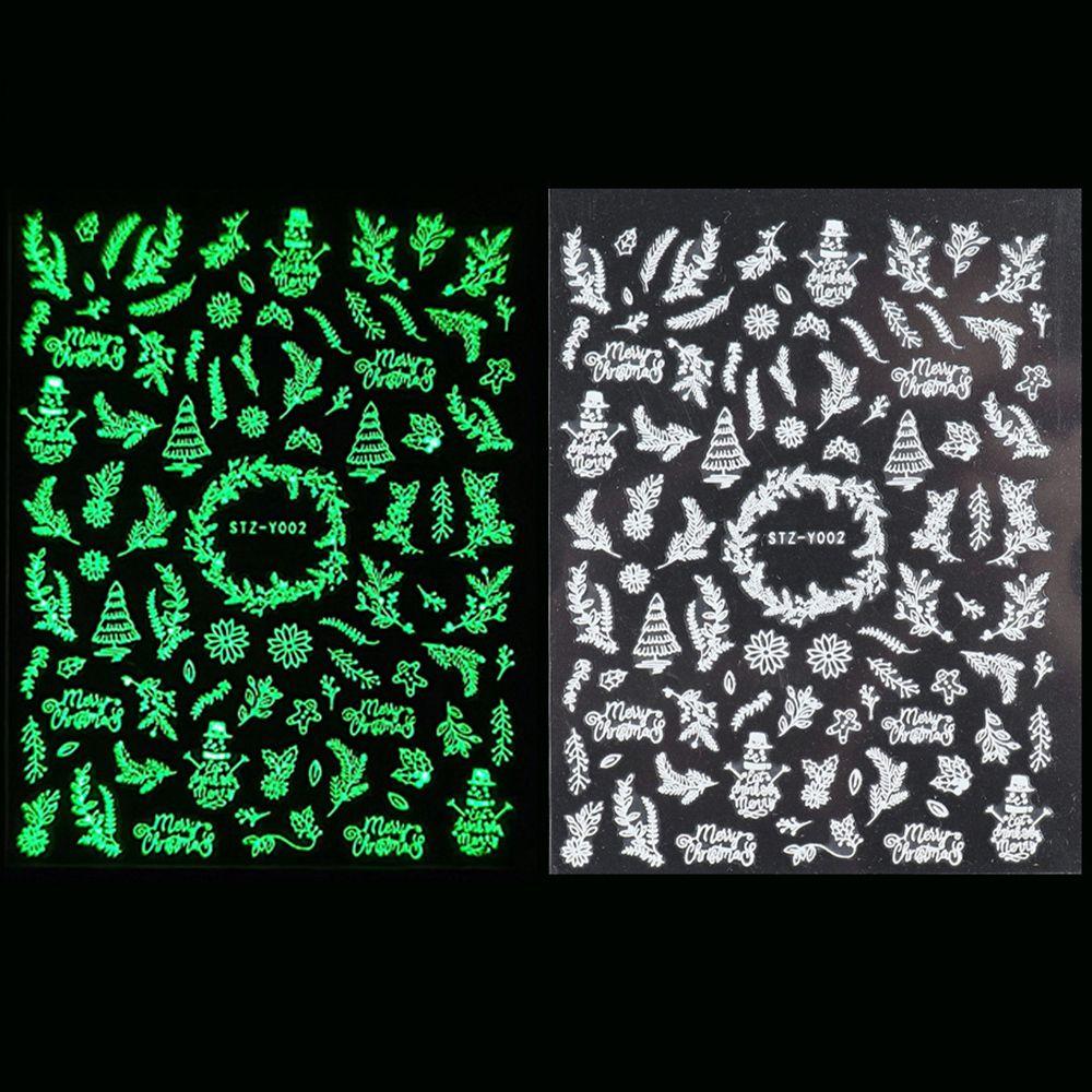 Adhesive Decals Glow In The Dark DIY Manicure White Snowflakes Nail Sticker 3D Luminous Christmas