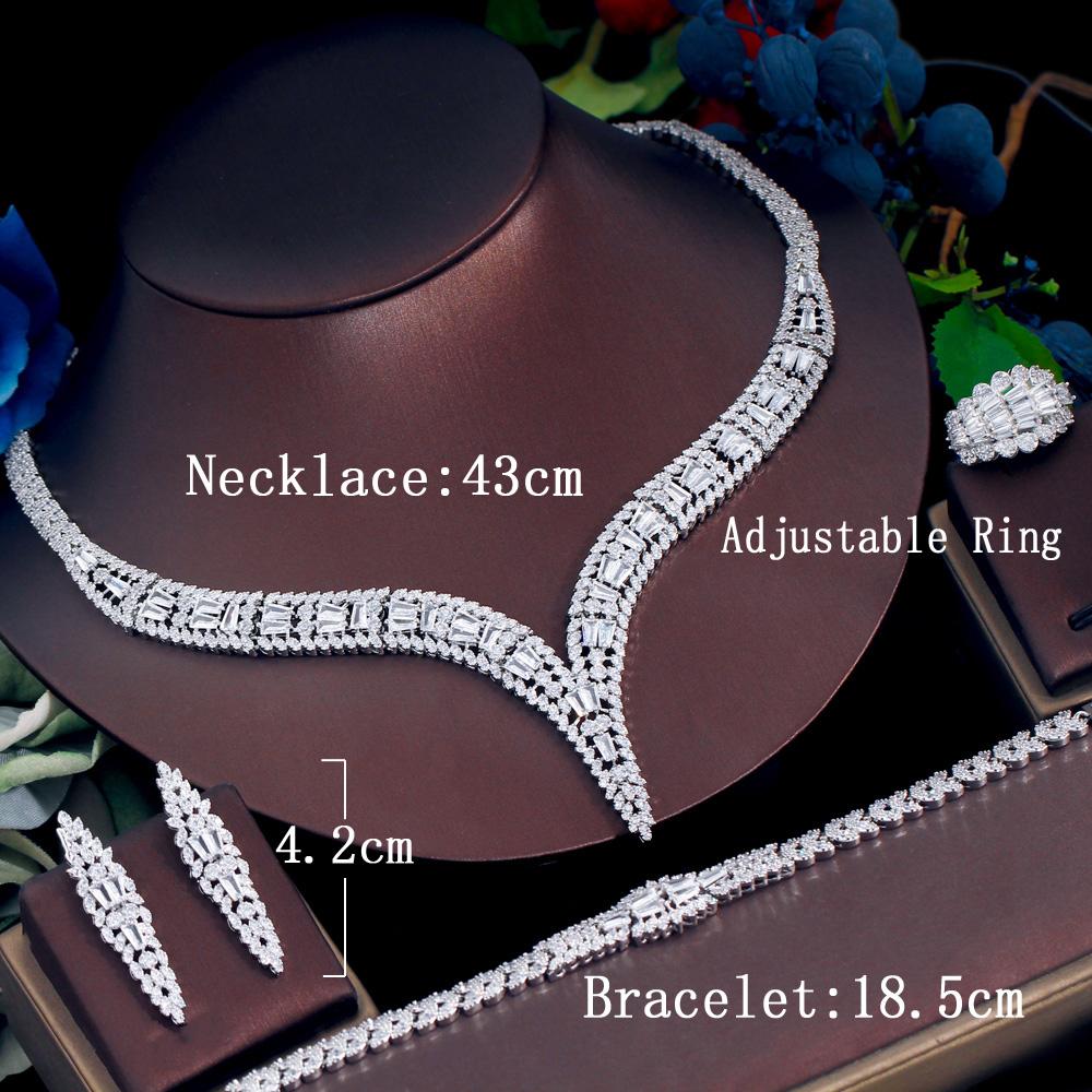 CMM 4 шт. Роскошные блестящие циркониевые женские свадебные ожерелья невесты праздничные бижутерия наборы аксессуаров