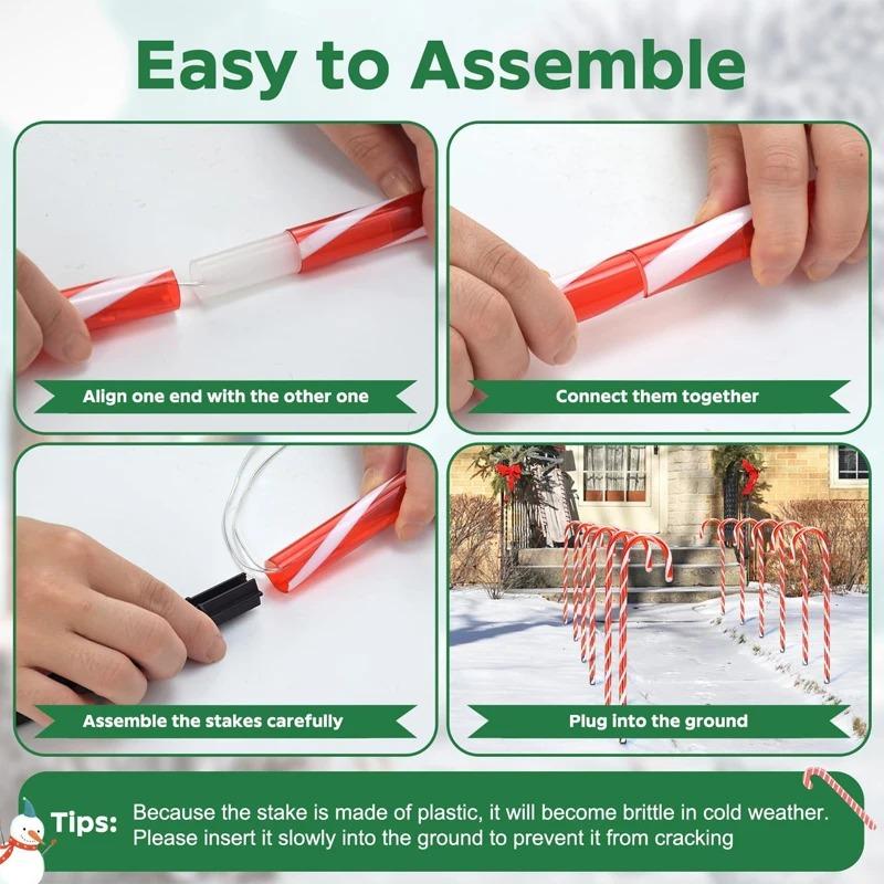 Рождественские леденцы, уличные рождественские украшения, водонепроницаемый праздничный свет для создания атмосферы, лампа для дорожки в виде снеговика для газона, двора