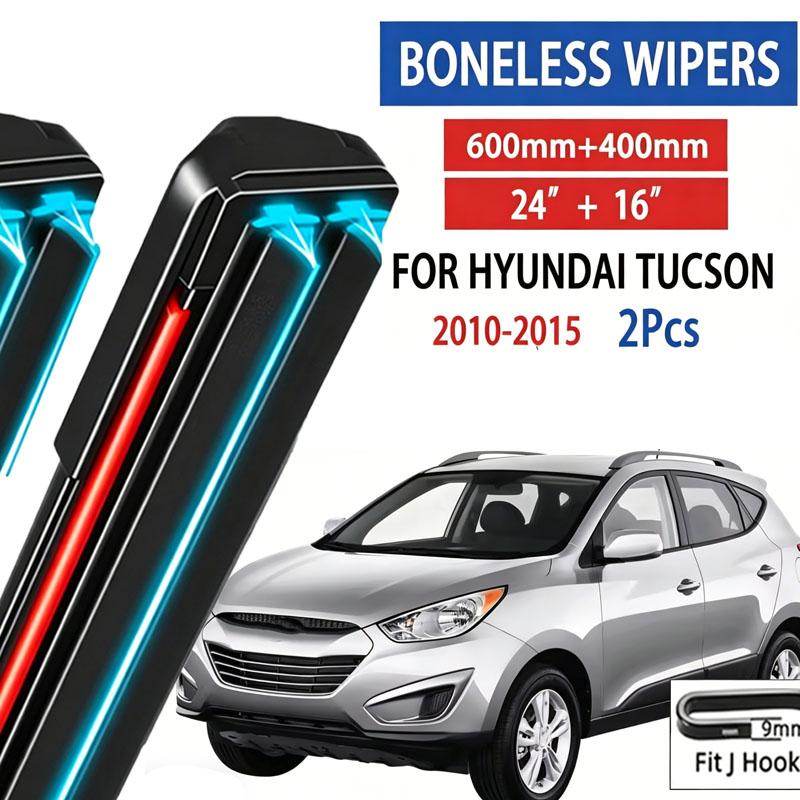 2 шт. Для Hyundai Tucson MK2 Ix35 2010-2015 2011 Автомобильные передние дворники Мягкая резина Бескаркасные дворники HD Тихие Автомобильные дворники 24"+16"