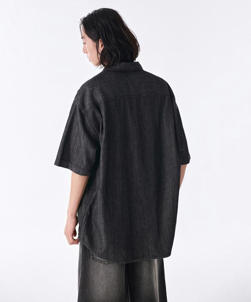 MUSINSA STANDARD Oversized Short Sleeve Denim Shirt [Raw Black]