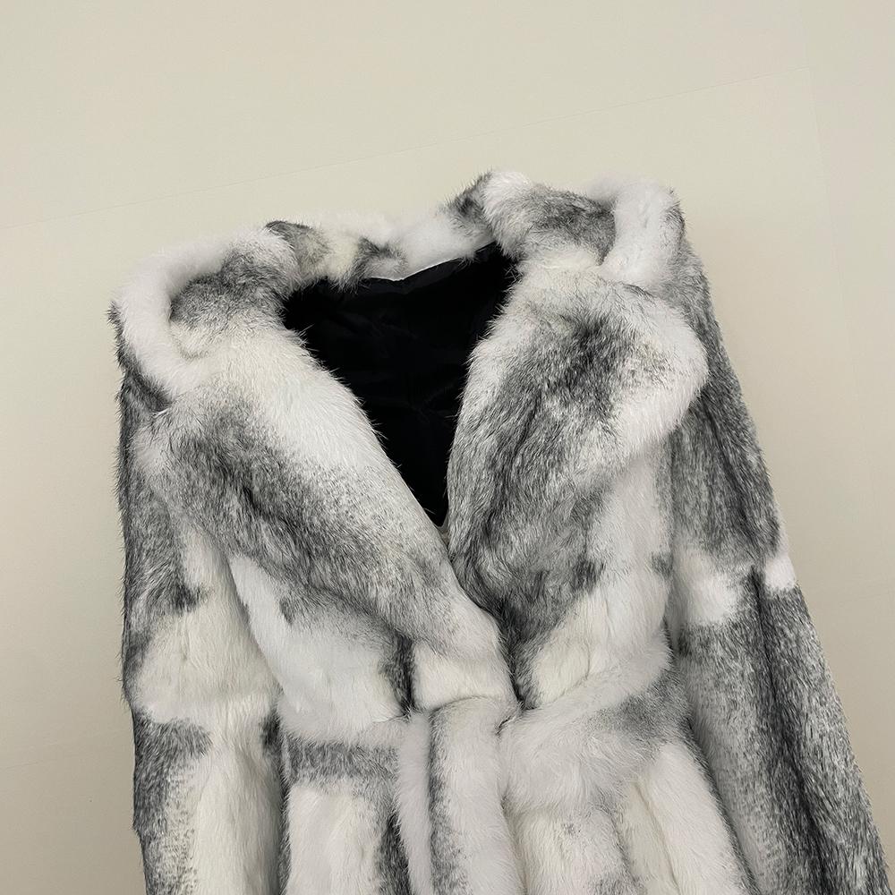 OFTBUY Натуральный Мех Кролика Женская Зимняя Модная Теплая Женская Меховая Куртка С Капюшоном Дизайнерская Холодная Верхняя Одежда Новый Fashi9on