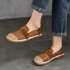 Retro Loafers Genuine Leather Mixed Color Women's Shoes Casual Versatile Flat Shoes