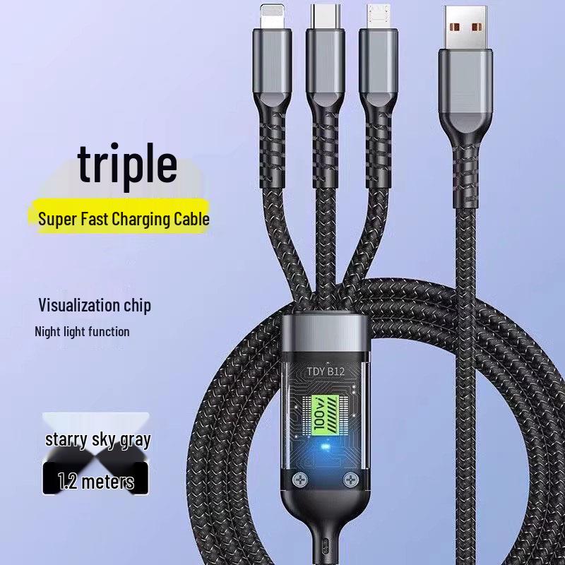 Быстрый 3-в-1 кабель 240 Вт для Apple 13, Android и Type-C.