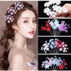2Pcs Bridal Headdress Crystal Flowers Hair Fork U-shaped Clips Handmade Head Flower Coiled Hair Clip