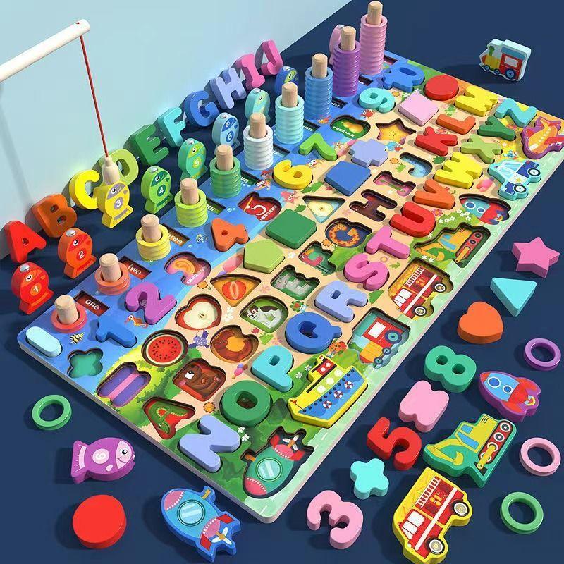 Baby Hand Holding Puzzle Board Entry-Level Geometric Shape Color Cognitive Pairing Teaching Aids Enlightening Early Education Educational