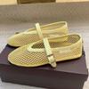 Сетчатые туфли для рыбалки Flat Ballet Shoes из натуральной кожи с прямым вырезом и перфорацией, дышащие, Mary Jane, одинарные