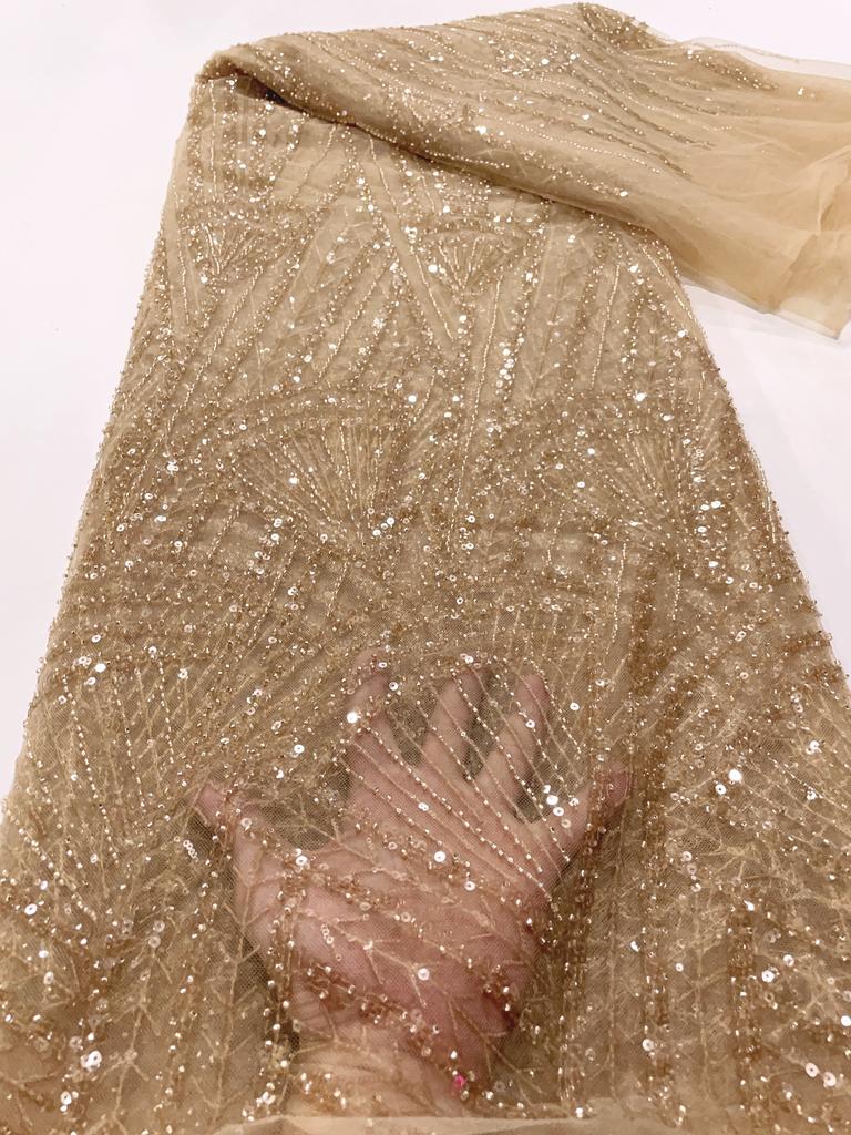 Африканское кружевное полотно 5 ярдов Новейшее нигерийское кружевное полотно Высококачественное вышитое сетчатое полотно Сетчатое кружево 2025 Французское кружево с пайетками