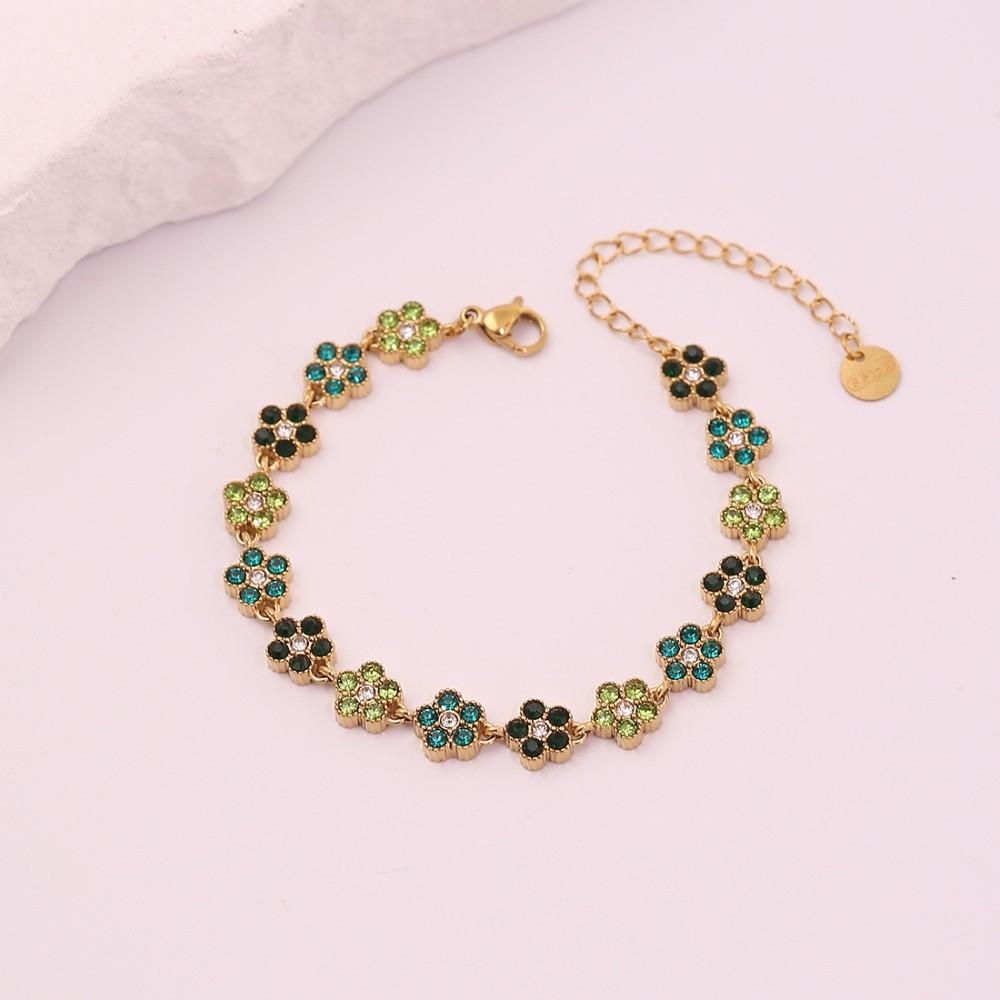 Adjustable Crystal Flower Bracelet Stainless Steel Stainless Steel Bracelet Gift Giving
