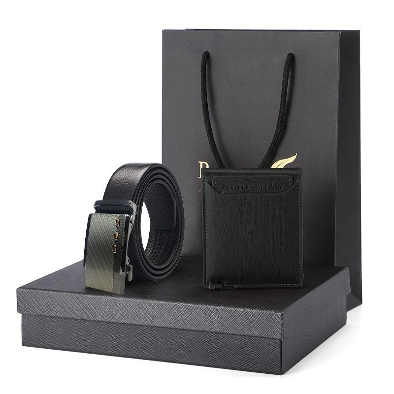 Отсутствие свиная кишка ремень кошелек подарочный набор подарочная коробка мужской кошелек из натуральной кожи короткий кошелек из коровьей кожи мужской ремень