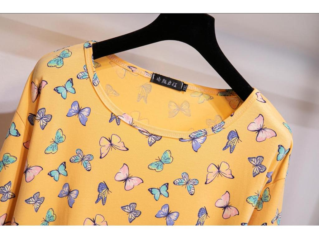 Милый женский пижамный комплект большого размера 2025 - Топ с длинным рукавом и брюки из чистого хлопка