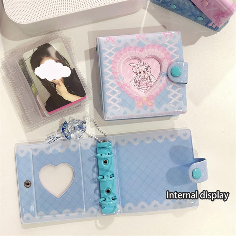 Sweet Lace Denim Style Mini Card Album Portable 3 Inch Photocard Binder Detachable Loose-Leaf Small Card Storage Bag