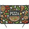 2D flat single-piece food-themed pizza party background cloth birthday banner and flag supplies