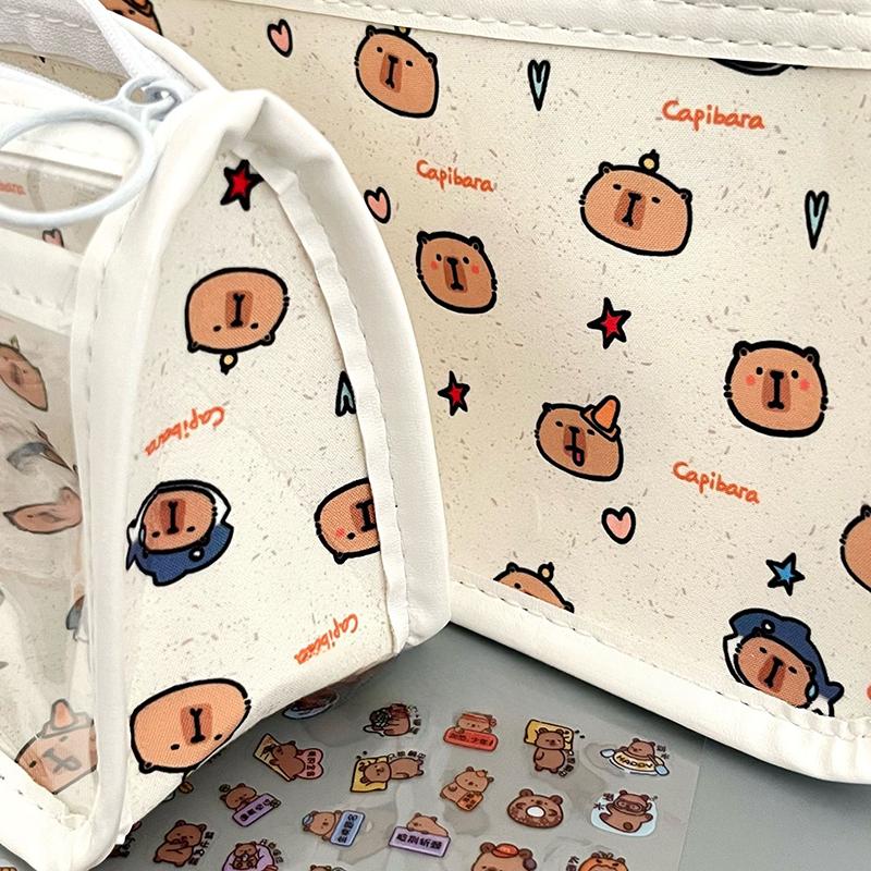 Мультяшный полупрозрачный пенал многослойный вертикальный большой емкости сумка для хранения канцелярских принадлежностей школьные принадлежности косметичка