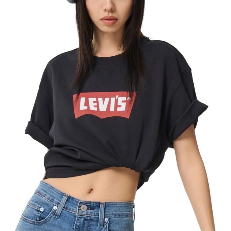 Мужская футболка Levis с цветными блоками и принтом букв, удобная, с коротким рукавом, черная 001AM-0000