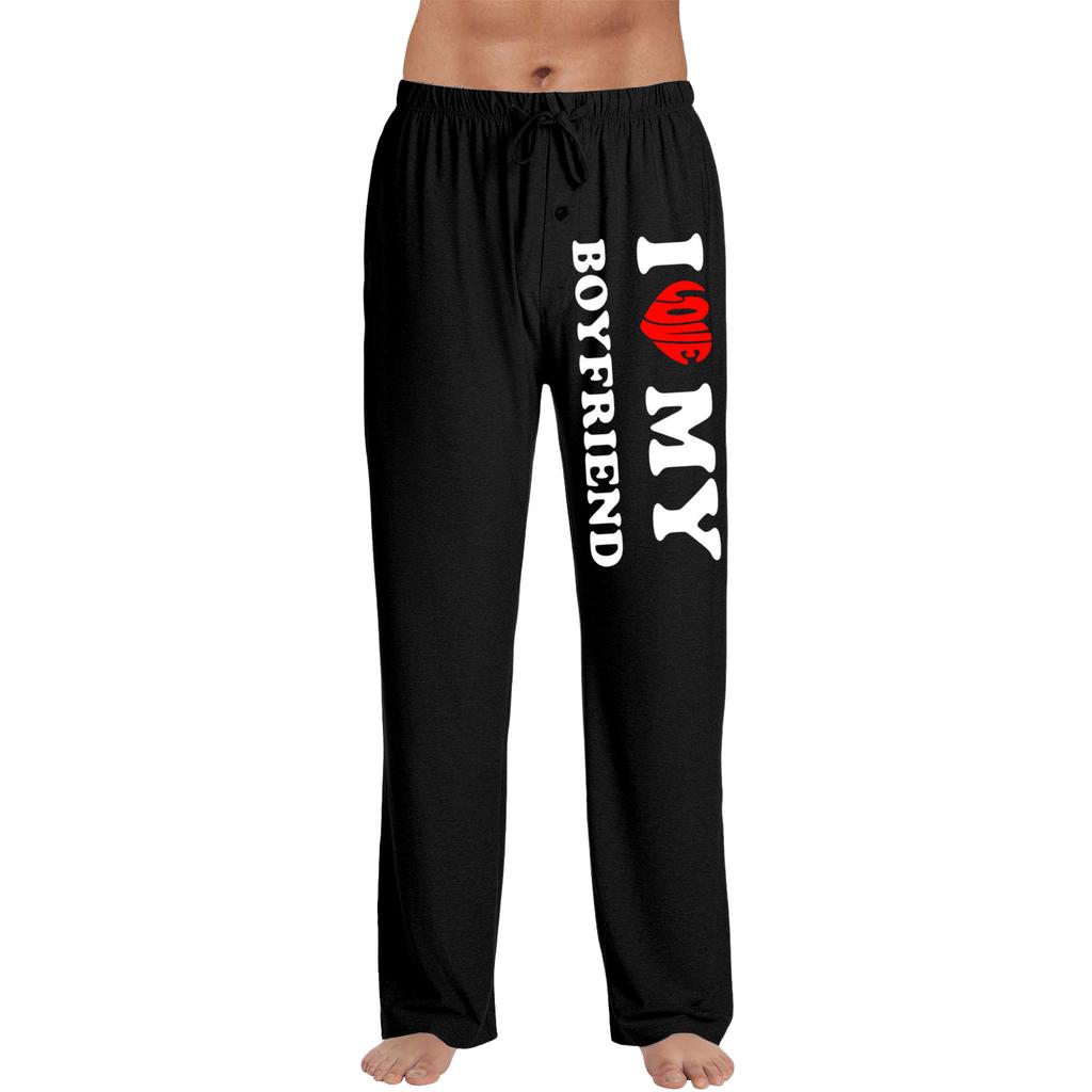 Мужские модные брюки к Дню святого Валентина с принтом, повседневные, прямого кроя