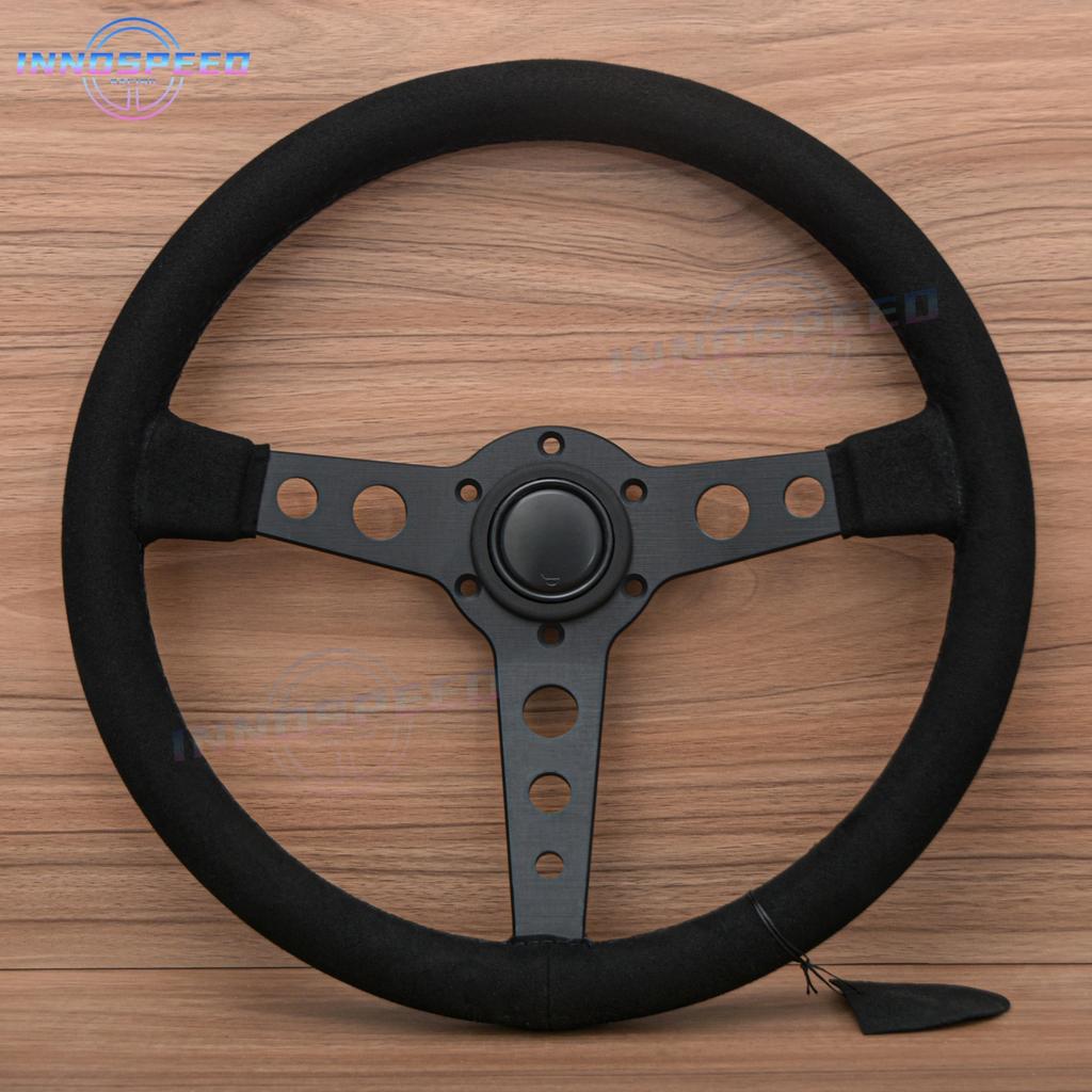 Universal JDM 350mm 14Inch Prototipo Black Edition Suede Leather Racing Sport Steering Wheel Auto Accessories