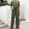 Women's Fashion Casual Solid Color Print Summer Spring Short Sleeve Trousers Jumpsuits & Rompers