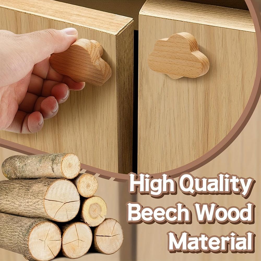 4/8 шт. богемные ручки для комода, ручки для ящиков из натурального бука, деревянные ручки для комода в форме облака с винтами двух разных размеров, для шкафов